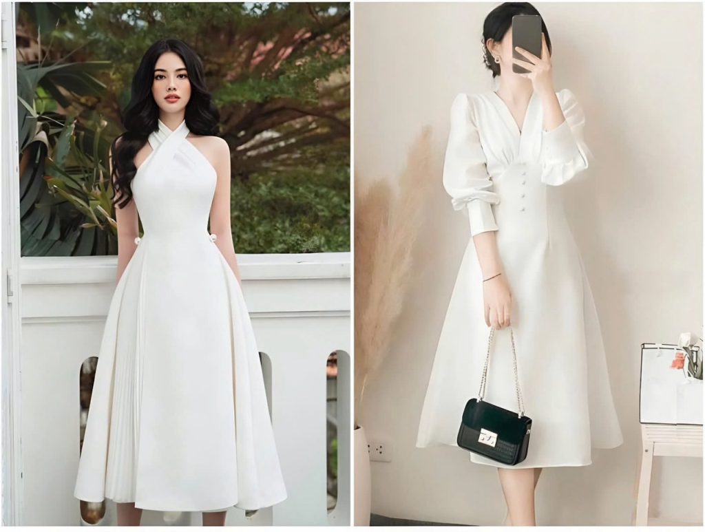 Váy trắng dự tiệc thanh lịch, sang trọng