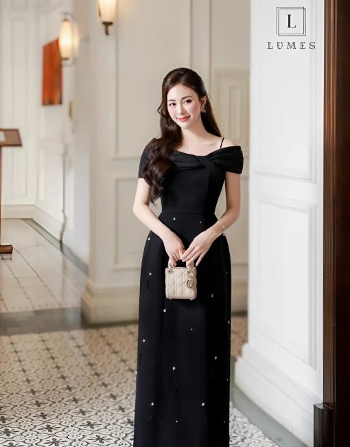 Váy dài dự tiệc vai ngang