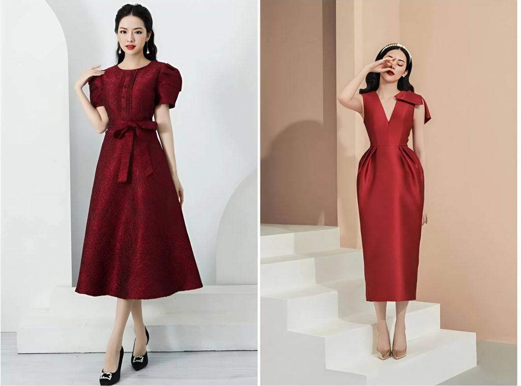 Váy đỏ dự tiệc nổi bật, quý phái 